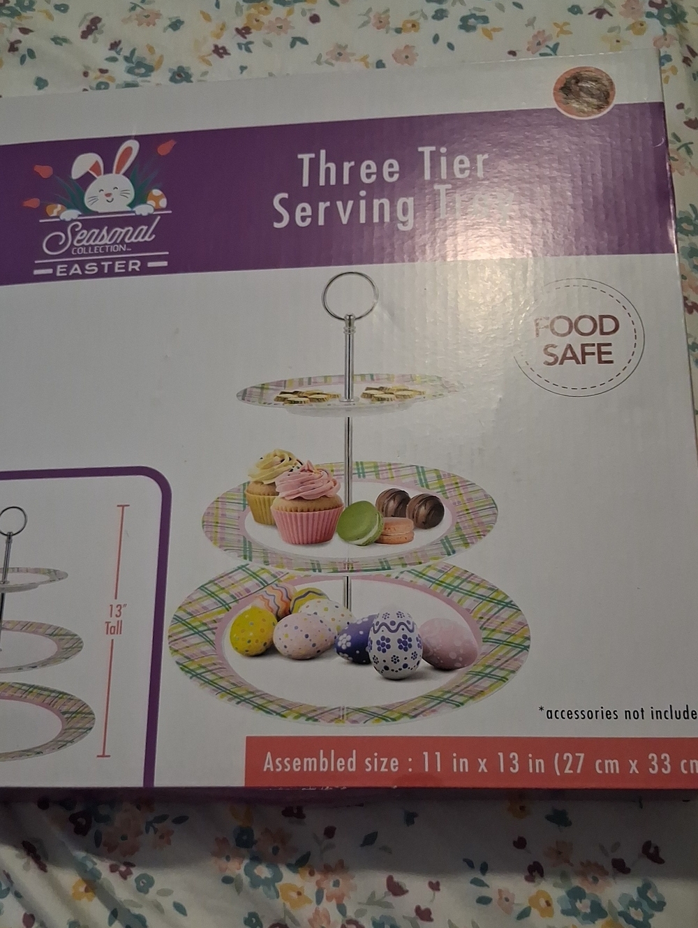 Seasonal Collection Easter Three-Tier Serving Stand - Pastel Plaid